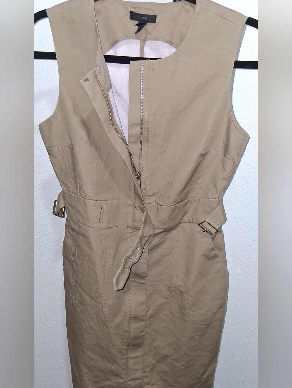 J. Crew Sleeveless Khaki Trench Dress Coat